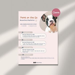 Folleto para paseador de perros, cuidado de mascotas, paseo de perros, cuidado de mascotas, folleto para paseador de perros, cuidado de mascotas, paseo de perros, cuidado de mascotas, negocio de paseo de mascotas, editable