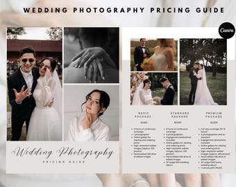 Wedding Photography Pricing Template | Wedding Pricing Guide List | Photographer Price Guide | Canva Template