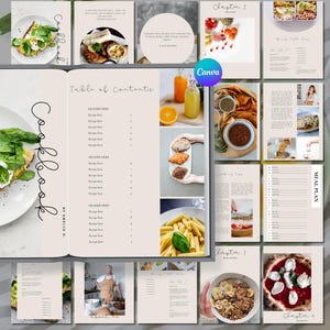 Modelo de livro de receitas editável Modelo de livro de receitas para impressão Livro de receitas para família E-book de receitas Food Blogger Modelo de receita totalmente personalizável