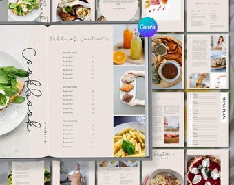Editable Cookbook Template | Printable Recipe E-Book Canva Cookbook Template, Recipe Book Template, Cook Book Template, Recipe Template