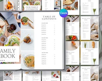 Editable Cookbook Template | Printable Recipe E-Book Canva Cookbook Template, Recipe Book Template, Cook Book Template, Recipe Template