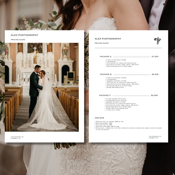 Wedding Photography Pricing Guide Template | Welcome Guide Template | Photographer Client Guide | Magazine Template | Canva Template