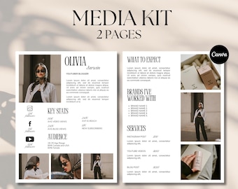Media Kit Canva Template| Instagram Media Kit| Influencer Rate Sheet Template| Blogger Press Kit | Facebook Tiktok Instagram Template