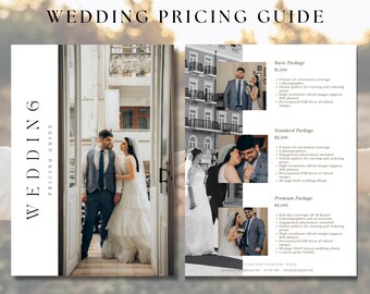 Wedding Pricing Template, Wedding Photography Price Guide, Photographer Price List template, Pricing Sheet, CANVA TEMPLATE