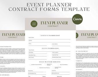 Event Planner Contract Template | Event Planner Client Forms | Wedding Planning Contract | Event Planner Agreement | Canva Template