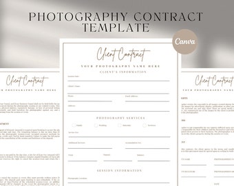Photography Client Contract Template | Photography Forms | Client Agreement | Contract for Photographers | Wedding Photography Pricing Guide