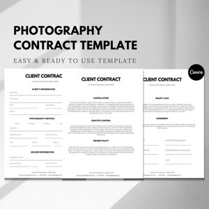 Photography Client Contract Template | Photography Forms | Client Agreement | Contract for Photographers | Wedding Photography Pricing Guide