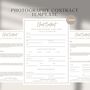 Photography Client Contract Template | Photography Forms | Client Agreement | Contract for Photographers | Wedding Photography Pricing Guide