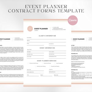 Event-Planer Vertragsvorlage | Event Planner Klient Forms | Hochzeitsplanungsvertrag | Veranstaltungsplaner Vereinbarung | Canva Vorlage