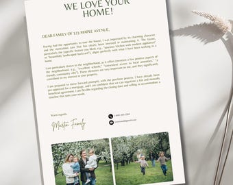 Home Offer Letter Template | Canva Buyer Offer Letter | Family Home Letter | We Love Your Home Letter | Canva Template