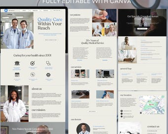 Medical Clinic Website Canva Healthcare Landing Page Design, Professional Web Template for Healthcare Facility Medical Clinic Hospital