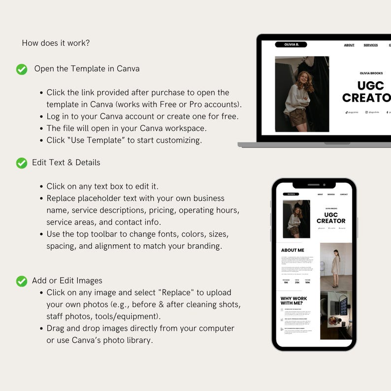 UGC Portfolio Template Canva UGC Beauty Website Template UGC Media Kit Content Creator Portfolio Template Canva Editable Media Kit image 4