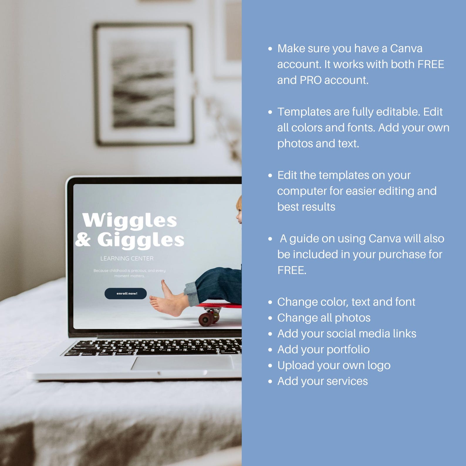 Daycare Canva One Page Website Template. Playful Daycare Website