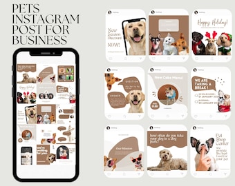 Mall för Instagram-inlägg för husdjur Mall för Instagram-story för husdjur Instagram-mallar för husdjur, inlägg för groomingföretag och djuraffärer Sociala medier för husdjur