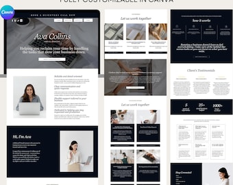 Virtuele assistent Canva-websitesjabloon Online cursus Makers digitale producten Socialmediamanager, verkoopbestemmingspagina, eenvoudige website
