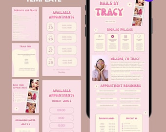 Plantilla de sitio de reservas Acuity, sitio web de tecnología de pestañas DIY, página de programación editable en Canva, plantilla de programación Acuity, peluquería, esteticista.
