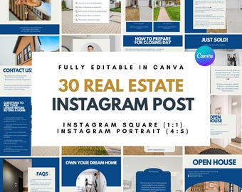 Real Estate Instagram Post Templates | Realtor Instagram Templates | Realtor Social Media Marketing Templates | Canva Template Realtor