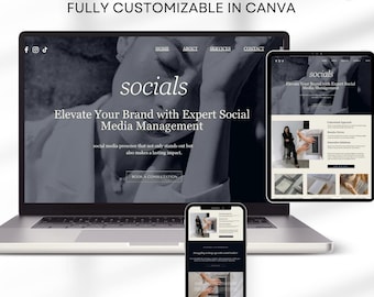 Canva Website Template Social Media Manager Editable Portfolio Aesthetic Coach Influencer UGC Landing Page Content Creator Done For You