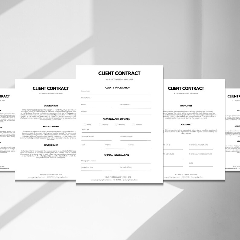 Client Contract Form Photography Client Contract Agreement Template Photography Forms ...