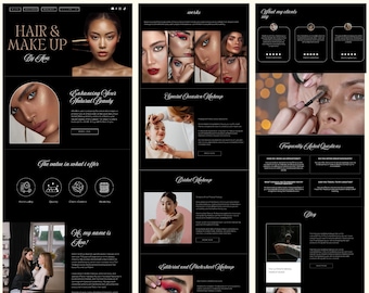 Plantilla de Canva para sitio web de maquilladores/Portafolio de maquillaje/Lujo/Sitio web de maquilladores profesionales/Sitio web de salones de belleza y agencias de belleza