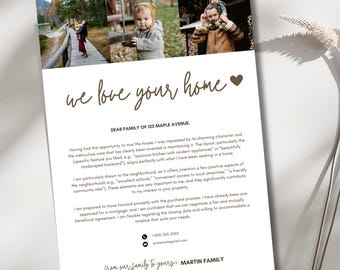 Home Offer Letter Template | Canva Buyer Offer Letter | Family Home Letter | We Love Your Home Letter | Canva Template