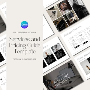 Services and Pricing Guide Price List Canva Template Client Brochure Template Canva Template Small Business Social Media Manager Pricing