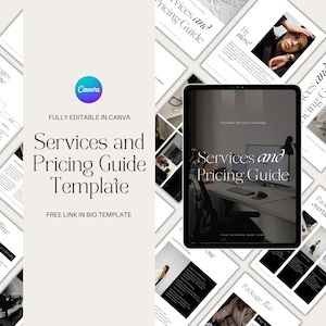 Services and Pricing Guide Price List Canva Template Client Brochure Template Canva Template Small Business Social Media Manager Pricing