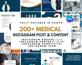 Medical Canva Templates, Healthcare Content, Hospital Medicine Marketing, Healthcare Templates, Health Clinic Brand, Doctor Medical Service