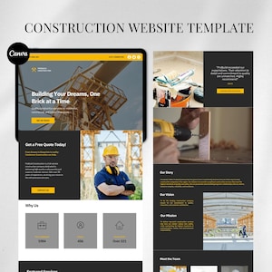 Construction Landing Page Template Canva Website Canva Template Builder Website Business Website Template Home Builder Website Editable