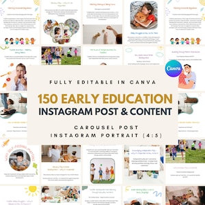 Plantillas informativas de Instagram de Canva para educación temprana (educador, terapeuta, maestro, desarrollo infantil, niños, preescolar, redes sociales)