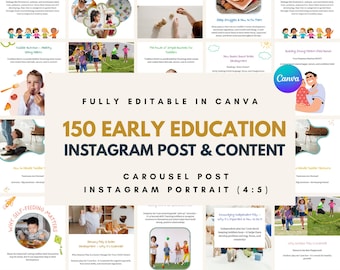 Informative Canva Instagram templates for Early Education (educator, therapist, teacher, child development, kid, preschool, social media)