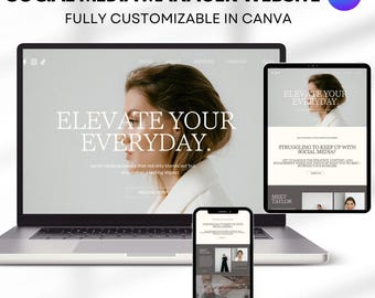Canva Website Template Social Media Manager Editable Portfolio Aesthetic Coach Influencer UGC Landing Page Content Creator Done For You