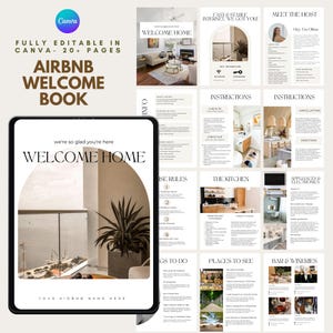 Airbnb-sjabloon welkomstboek, Airbnb-huisgids Canva, Airbnb-gids, VRBO-gastenboek, onroerend goed, handleiding verhuurder vakantiehuis