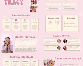 Plantilla de sitio de reservas Acuity, sitio web de tecnología de pestañas DIY, página de programación editable en Canva, plantilla de programación Acuity, peluquería, esteticista.