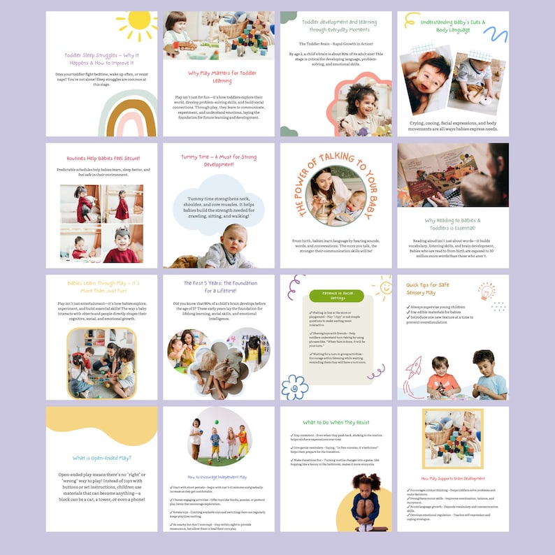 Informativa Canva Instagram-mallar för tidig utbildning (pedagog, terapeut, lärare, barns utveckling, barn, förskola, sociala medier) bild 2