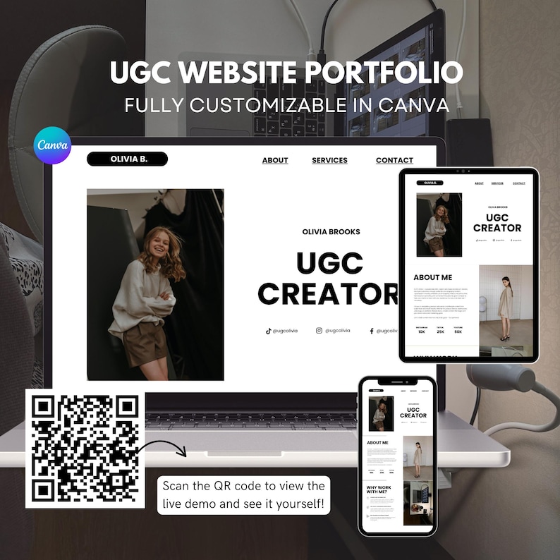 UGC Portfolio Template Canva UGC Beauty Website Template UGC Media Kit Content Creator Portfolio Template Canva Editable Media Kit image 1