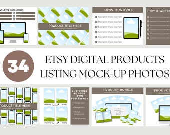 Etsy Listing Mockup Templates, Canva Template Etsy Shop Template, Digital Products, Product Image Mockup, Done For You