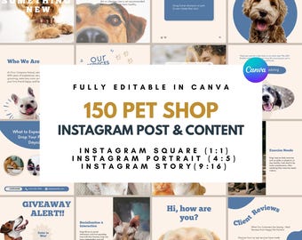 Pets Instagram Post Template Pet Instagram Story Template Pets Instagram Templates, Posts for Grooming Business & Pet Shops Pet Social Media