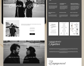 Wedding Website Template, Online RSVP, Wedding Countdown, Interactive Map, Canva Website Invite, RSVP Form Countdown Timer Modern minimalist