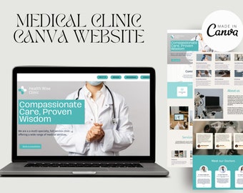 Medical Clinic Canva Website, Healthcare Canva Website Design, Professional Canva Web Template for Doctor Physician Specialists