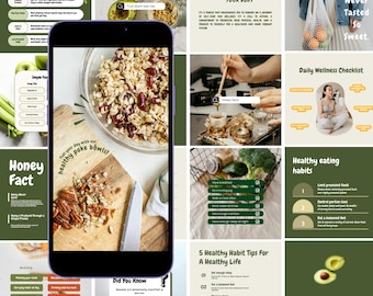 Kostcoach, Hälsocoach, Wellnesscoach, Canva Sociala Medier, Instagrammall, Näringsexpert, Dietist, Hälsa och Välbefinnande, Mat