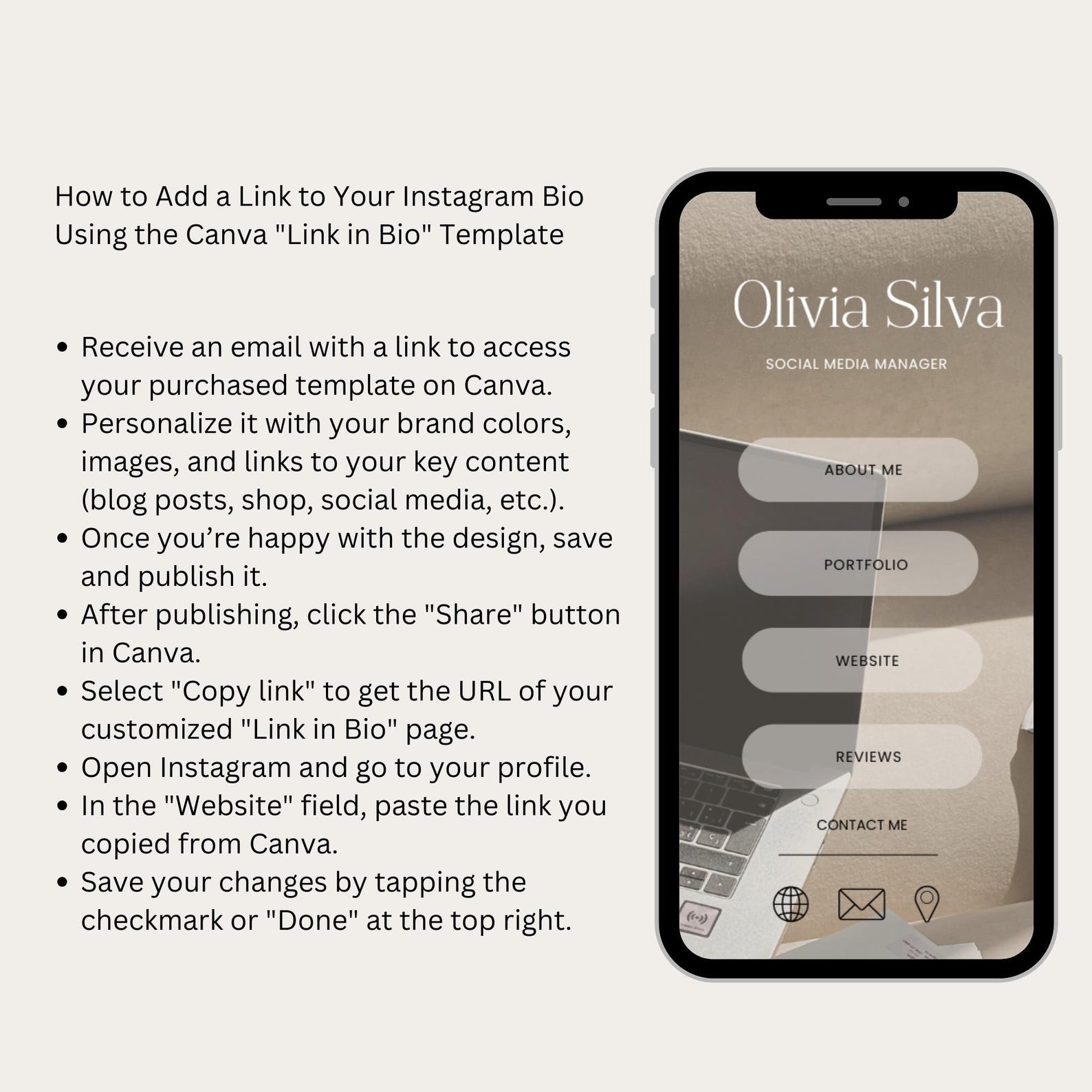Link in Bio Template Canva | Linktree Canva Template | Instagram ...