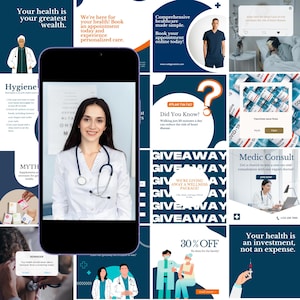 Medical Canva Templates, Healthcare Content, Hospital Medicine Marketing, Healthcare Templates, Health Clinic Brand, Doctor Medical Service