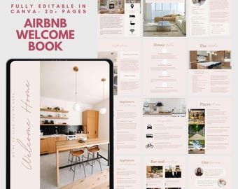 Editable Airbnb Welcome Book Template, Vacation Rental Guide (Canva) Airbnb Welcome Book Template Canva Guest Guide Vacation Rental House