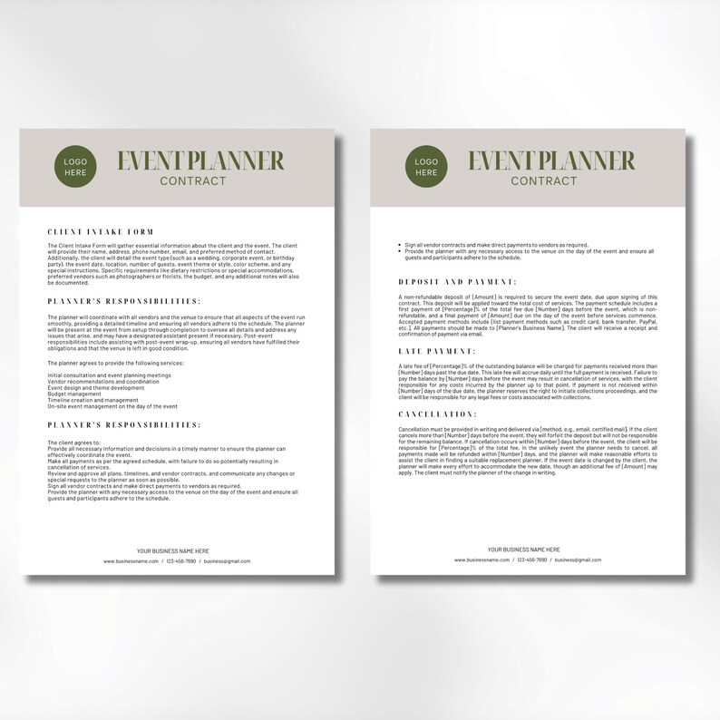 Event Planner Contract.pdf Event Planner Contract Template | Event Planner Client Forms | Wedding ...