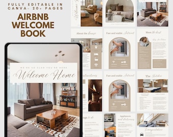 Editable Airbnb Welcome Book Template, Vacation Rental Guide (Canva) Airbnb Welcome Book Template Canva Guest Guide Vacation Rental House