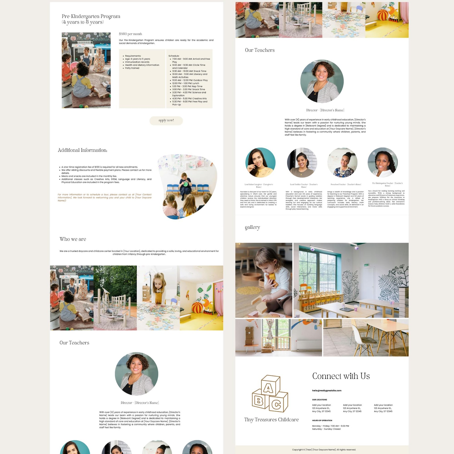 Daycare Canva One Page Website Template. Playful Daycare Website