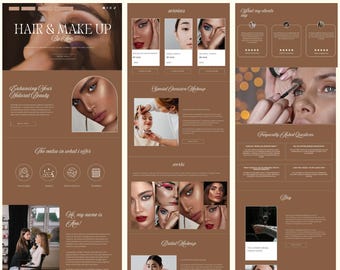 Plantilla de Canva para sitio web de maquilladores/Portafolio de maquillaje/Lujo/Sitio web de maquilladores profesionales/Sitio web de salones de belleza y agencias de belleza