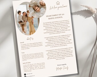 Home Offer Letter Template | Canva Buyer Offer Letter | Family Home Letter | We Love Your Home Letter | Canva Template