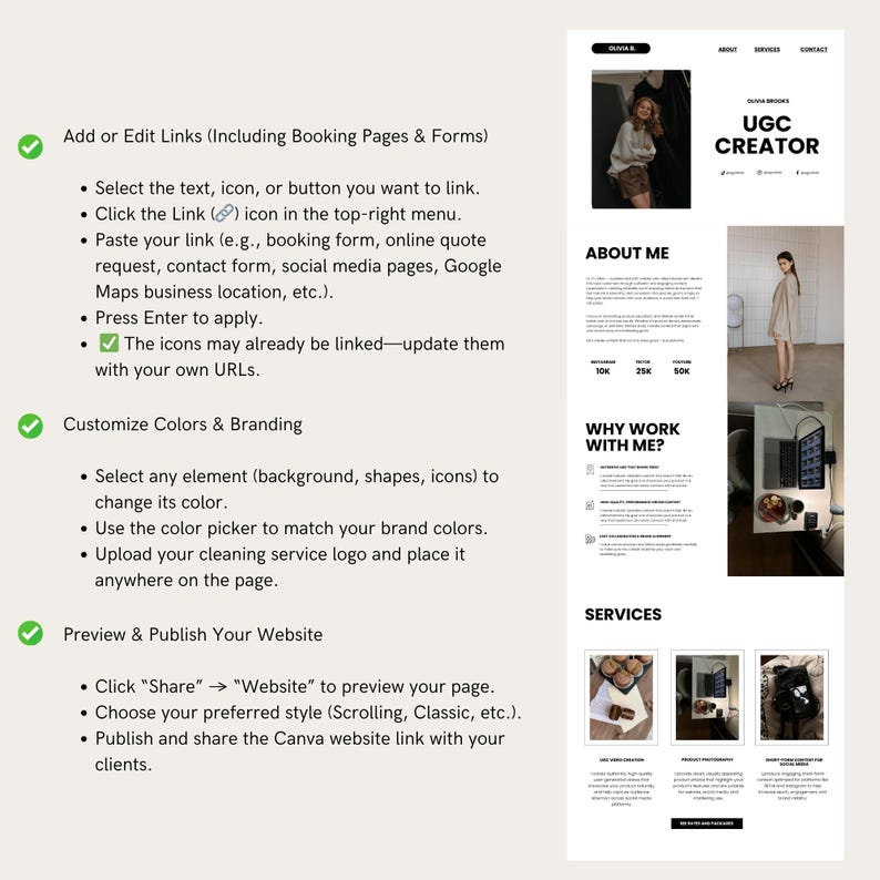UGC Portfolio Template Canva UGC Beauty Website Template UGC Media Kit Content Creator Portfolio Template Canva Editable Media Kit image 5